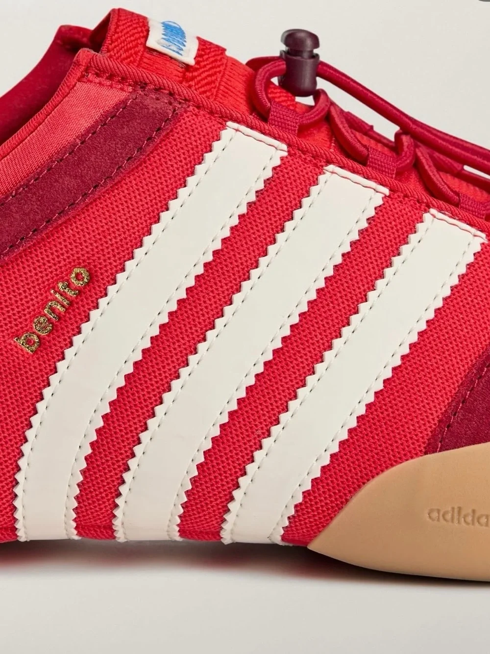 adidas ballerina sneaker bad bunny flamboyan red with cream stripes